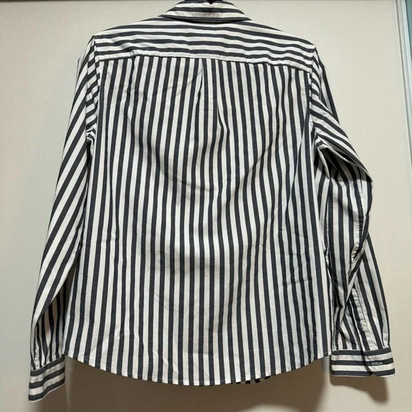 Banana Republic Dark Gray and White Striped Shirt Size M - Picture 6 of 6